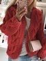 Cardigans Décontracté Plain Hiver Sweat-shirt à Capuche Poids lourd Quotidien Fil/fil de laine Régulier Droit pour Femmes