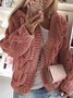Cardigans Décontracté Plain Hiver Sweat-shirt à Capuche Poids lourd Quotidien Fil/fil de laine Régulier Droit pour Femmes