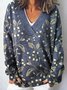 Pulls Décontracté Floral Printemps / Automne Quotidien Ample Manches Longues Régulier Régulier Élasticité moyenne pour Femmes