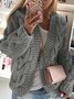 Cardigans Décontracté Plain Hiver Sweat-shirt à Capuche Poids lourd Quotidien Fil/fil de laine Régulier Droit pour Femmes