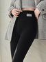 Pantalons De Yoga Décontracté Plain Printemps / Automne Polyester Naturel à Haute Élasticité Serré Legging en Toison pour Femmes