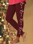 Pantalons De Yoga Décontracté Toutes Les Saisons Verre à Vin de Noël Léger Serré Jersey Noël Long Droit pour Femmes