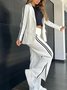 Deux Pièces Ensembles Décontracté Plain Printemps / Automne Polyester Micro-élasticité Col Châle Manteau avec Pantalons Droit Régulier pour Femmes