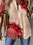 Chemises Femmes Rétro Ethnique Printemps / Automne Polyester Boutonné Naturel Manches Longues Mi-long ré