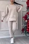 Deux Pièces Ensembles Décontracté Plain Printemps / Automne Micro-élasticité Quotidien Col Rond Top Avec Pantalons Droit Régulier pour Femmes
