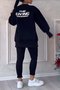 Deux Pièces Ensembles Décontracté Plain Printemps / Automne Micro-élasticité Quotidien Col Rond Top Avec Pantalons Droit Régulier pour Femmes