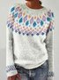 Pulls Décontracté Printemps / Automne Ethnique Géométrie Ample Manches Longues Mi-long Régulier Élasticité moyenne Non pour Femmes