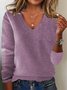Pulls Femmes Décontracté Plain Printemps / Automne Col V Ample Manches Longues Fil/fil de laine Régulier Régulier