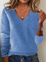 Pulls Femmes Décontracté Plain Printemps / Automne Col V Ample Manches Longues Fil/fil de laine Régulier Régulier