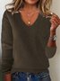 Pulls Femmes Décontracté Plain Printemps / Automne Col V Ample Manches Longues Fil/fil de laine Régulier Régulier