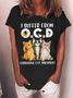 T-shirts Décontracté Été Chat Ample Manches Courtes Col Rond Régulier Droit Régulier pour Femmes