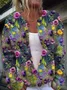 Cardigans Femmes Décontracté Floral Printemps / Automne Boutonné Micro-élasticité Quotidien Ample Manches Longues Régulier