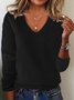 Pulls Femmes Décontracté Plain Printemps / Automne Col V Ample Manches Longues Fil/fil de laine Régulier Régulier
