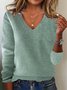 Pulls Femmes Décontracté Plain Printemps / Automne Col V Ample Manches Longues Fil/fil de laine Régulier Régulier