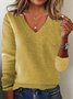 Pulls Femmes Décontracté Plain Printemps / Automne Col V Ample Manches Longues Fil/fil de laine Régulier Régulier