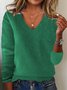 Pulls Femmes Décontracté Plain Printemps / Automne Col V Ample Manches Longues Fil/fil de laine Régulier Régulier