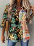 Chemises Femmes Rétro Ethnique Printemps / Automne Polyester Naturel Ample Manches Longues Régulier Col de Chemise