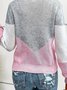 Pulls Décontracté Bloc de Couleur Printemps / Automne Col V Ample Manches Longues Fil/fil de laine Droit Élasticité moyenne pour Femmes