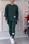 Deux Pièces Ensembles Décontracté Plain Printemps / Automne Micro-élasticité Quotidien Col Rond Top Avec Pantalons Droit Régulier pour Femmes