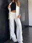 Deux Pièces Ensembles Décontracté Plain Printemps / Automne Polyester Micro-élasticité Col Châle Manteau avec Pantalons Droit Régulier pour Femmes
