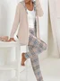 Deux Pièces Ensembles Décontracté Printemps / Automne Plaid Naturel Quotidien Ample Manches Longues Régulier T.-N.-L. pour Femmes