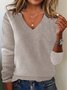 Pulls Femmes Décontracté Plain Printemps / Automne Col V Ample Manches Longues Fil/fil de laine Régulier Régulier