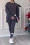 Deux Pièces Ensembles Décontracté Plain Printemps / Automne Micro-élasticité Quotidien Col Rond Top Avec Pantalons Droit Régulier pour Femmes