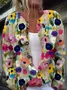 Cardigans Décontracté Floral Printemps / Automne Polyester Boutonné Micro-élasticité Quotidien Manches Longues Droit pour Femmes