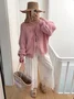 Pulls Femmes Décontracté Plain Printemps / Automne à Haute Élasticité Quotidien Ample Fil/fil de laine Droit Régulier