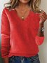 Pulls Femmes Décontracté Plain Printemps / Automne Col V Ample Manches Longues Fil/fil de laine Régulier Régulier