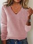 Pulls Femmes Décontracté Plain Printemps / Automne Col V Ample Manches Longues Fil/fil de laine Régulier Régulier