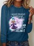 T-shirts Femmes Décontracté Printemps / Automne Lettres de texte Meilleure vente Manches Longues Col Rond Régulier Droit Régulier