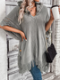 Élasticité moyenne Sweat-shirt à Capuche Manches trois quarts Poids lourd Plain Cape Cape Perlé pour Femmes
