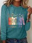 T-shirts Décontracté Floral Printemps / Automne Quotidien Manches Longues Col Rond en Mélangé de Coton Droit Régulier pour Femmes