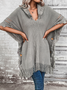 Élasticité moyenne Sweat-shirt à Capuche Manches trois quarts Poids lourd Plain Cape Cape Perlé pour Femmes