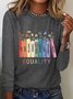 T-shirts Décontracté Floral Printemps / Automne Quotidien Manches Longues Col Rond en Mélangé de Coton Droit Régulier pour Femmes