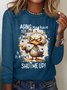 T-shirts Femmes Décontracté Imprimé d'Animal Printemps / Automne Aucune élasticité Meilleure vente Manches Longues Col Rond Régulier Régulier