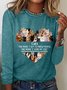 T-shirts Décontracté Imprimé d'Animal Printemps / Automne Quotidien Manches Longues Col Rond en Mélangé de Coton Droit Régulier pour Femmes