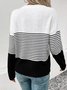 Pulls Femmes Rayé Décontracté Hiver Naturel Poids lourd Quotidien Manches Longues Col Rond Régulier