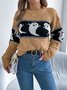 Pulls Femmes Décontracté Printemps / Automne Toussaint Naturel Ample Laine/Tricot Régulier Élasticité moyenne Non