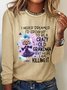 T-shirts Femmes Décontracté Printemps / Automne Lettres de texte Meilleure vente Manches Longues Col Rond Régulier Droit Régulier