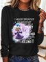 T-shirts Femmes Décontracté Printemps / Automne Lettres de texte Meilleure vente Manches Longues Col Rond Régulier Droit Régulier
