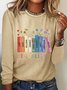 T-shirts Décontracté Floral Printemps / Automne Quotidien Manches Longues Col Rond en Mélangé de Coton Droit Régulier pour Femmes