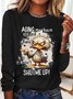 T-shirts Femmes Décontracté Imprimé d'Animal Printemps / Automne Aucune élasticité Meilleure vente Manches Longues Col Rond Régulier Régulier