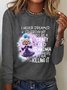 T-shirts Femmes Décontracté Printemps / Automne Lettres de texte Meilleure vente Manches Longues Col Rond Régulier Droit Régulier