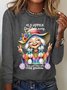 T-shirts Femmes Décontracté Printemps / Automne Lettres de texte Aucune élasticité Ample Manches Longues Col Rond Droit Régulier