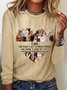 T-shirts Décontracté Imprimé d'Animal Printemps / Automne Quotidien Manches Longues Col Rond en Mélangé de Coton Droit Régulier pour Femmes