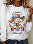 T-shirts Femmes Décontracté Printemps / Automne Lettres de texte Aucune élasticité Ample Manches Longues Col Rond Droit Régulier