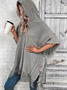 Élasticité moyenne Sweat-shirt à Capuche Manches trois quarts Poids lourd Plain Cape Cape Perlé pour Femmes