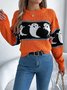 Pulls Femmes Décontracté Printemps / Automne Toussaint Naturel Ample Laine/Tricot Régulier Élasticité moyenne Non